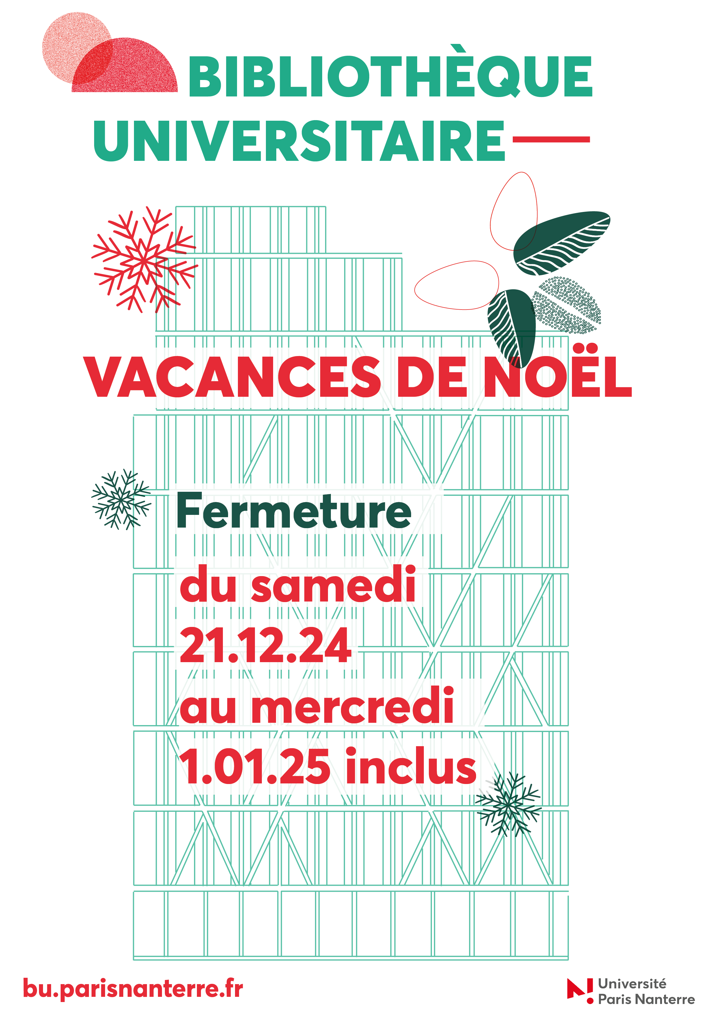 Dates de fermeture pendant les vacances de Noël